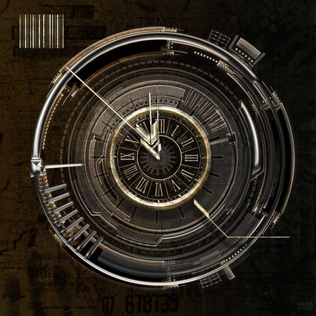 Symbolic clock at five to twelve, 3D illustration