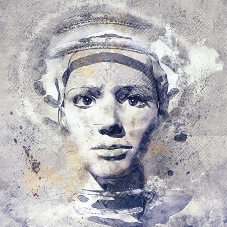 Portrait of a digital beauty, 3d illustrationの写真素材