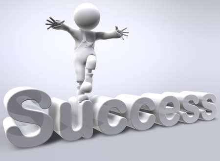 3D-character is dancing on successの写真素材