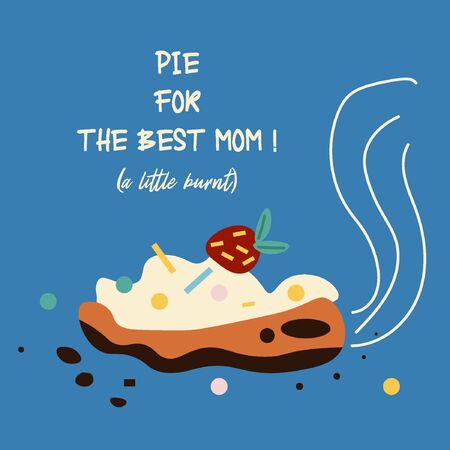 Cute baby vector illustration with a tanned cake for momのイラスト素材