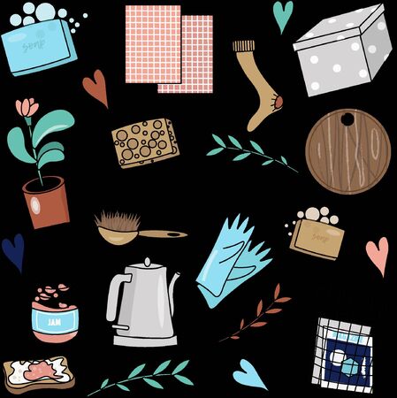 Set of stickers about love for homeのイラスト素材