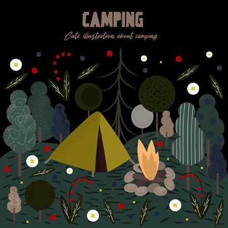 Cute vector illustration about campingのイラスト素材
