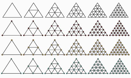 Vector clipart with different triangles on light background