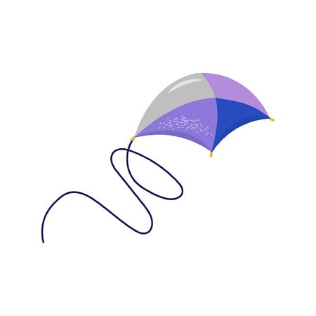 Flying kite in trendy blue and lilac colors. Nice vector flat illustration in cartoon style for indian festival and のイラスト素材