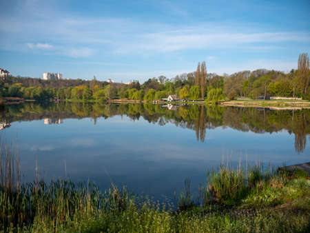 Little House on the lake in a city park.の写真素材