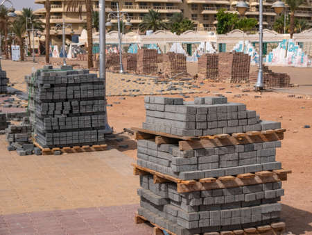 Repair of pavement in the pedestrian zone. Replacing the old paving stone.