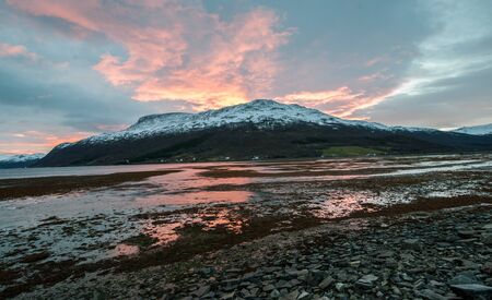 Picture shows the sunset at the Altafjord in Norway