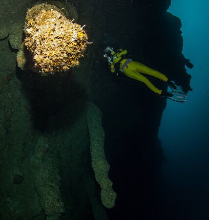 Scuba diving at the Blue Hole in Belize