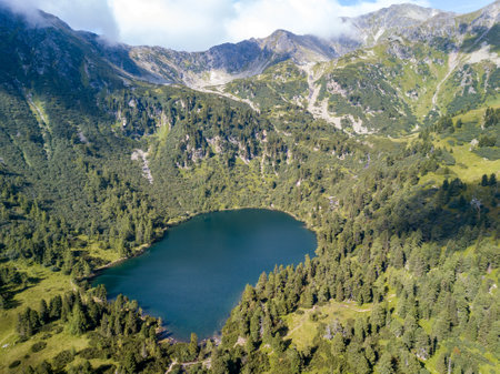 Picture shows a drone view on Hauseck in Styria, Austriaの写真素材