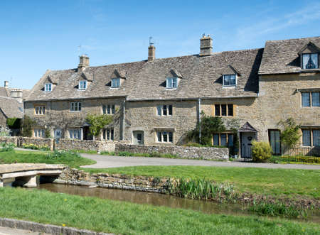 Cottages in the beautiful Cotswold village of Lower Slaughterの写真素材