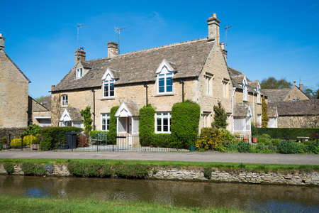 Cottages in the beautiful Cotswold village of Lower Slaughterのeditorial素材