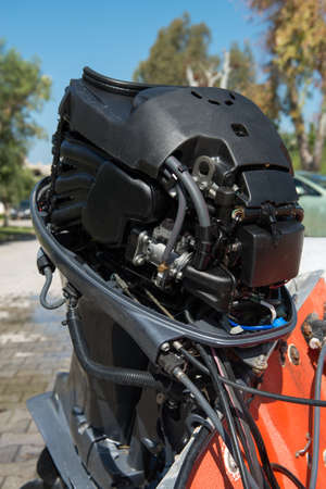 Outboard motor with cowling offの写真素材