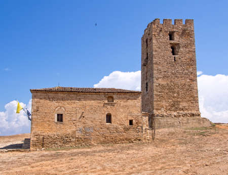 Byzantine  Church and tower to the Apostle Paulの写真素材