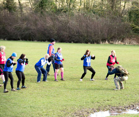 WORCESTER,UK-MARCH 01 2014:Boot Camp participants take part in a training session on March 01 2014...