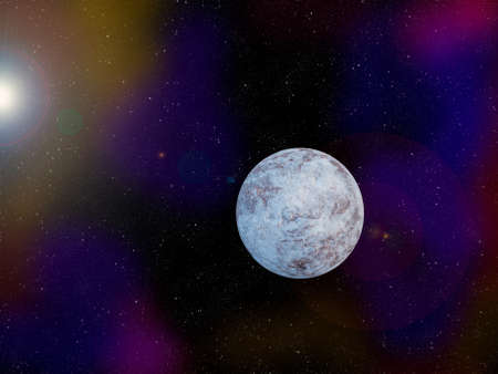 The icy planet in outer space was created using digital editing softwareの写真素材