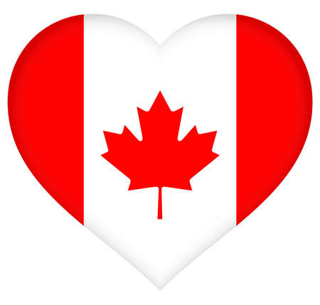 Illustration of the Canadian Flag in a heart shapeの写真素材