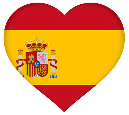 Illustration of the national flag of Spain with a heart shapeの写真素材