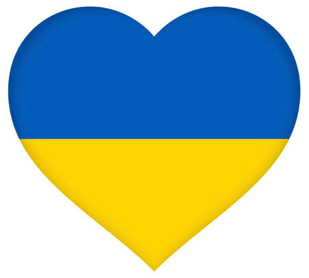 Illustration of a heart shaped flag of the Ukraineの写真素材