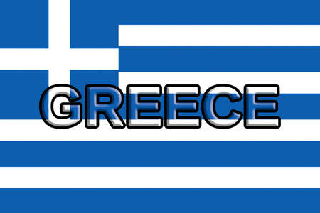 Illustration of the national flag of Greece with the word Greece written on the flagの写真素材