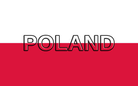 Illustration of the national flag of Poland with the word Poland written on the flagの写真素材