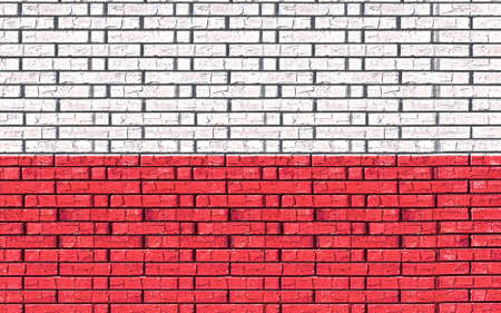 Illustration of the flag of Poland styled to look like graffiti on a brick wallの写真素材
