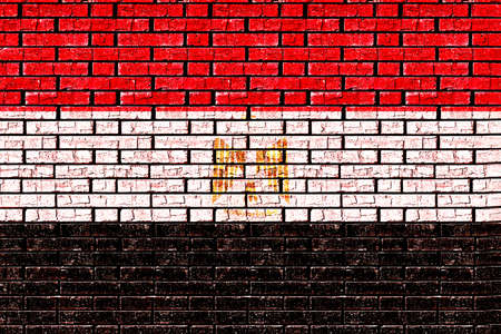 Illustration of the Flag of Egypt made to look like it has been painted onto a wall graffiti style.の写真素材