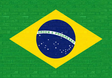 Illustration of the Brazilian flag made to look like it is painted onto a wall Graffiti style. As this is an illustration there is no original photoの写真素材