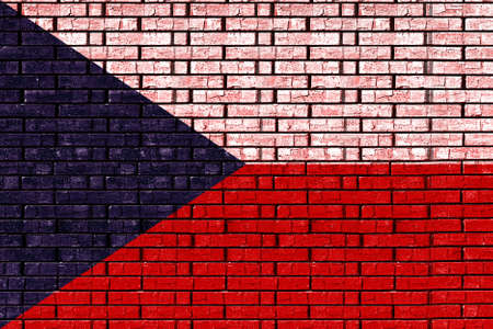 Illustration of the flag of  the Czech Republic made to look like it has been painted on a wall graffiti styleの写真素材