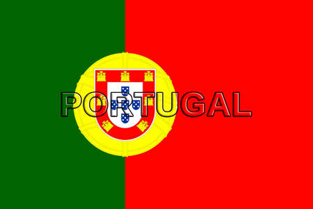 Illustration of the flag of Portugal with the country written on the flagの写真素材
