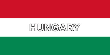 Illustration of the National flag of Hungary with the country written on the flagの写真素材
