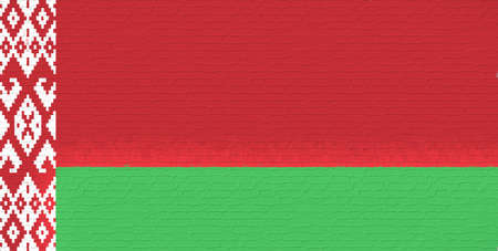 Illustration of the flag of Belarus made to look like it is painted onto a wall like graffitiの写真素材