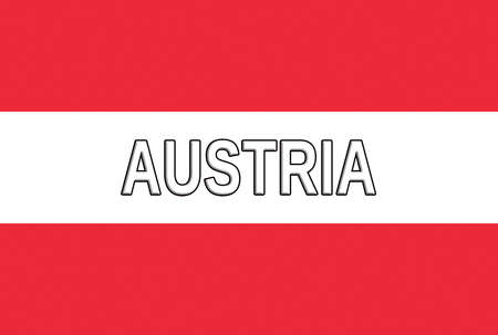 Illustration of the flag of Austria with the country written on the flagの写真素材