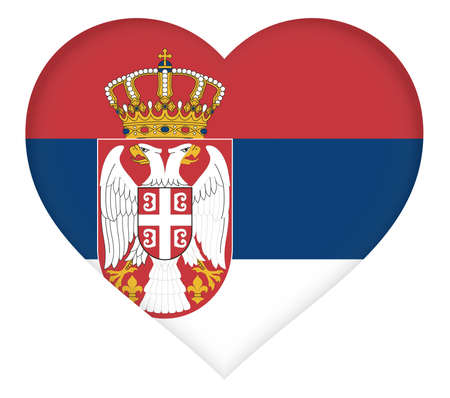 Illustration of the national flag of Serbia shaped like a heart.の写真素材