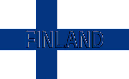 Illustration of the national flag of Finland with the country written on the flagの写真素材