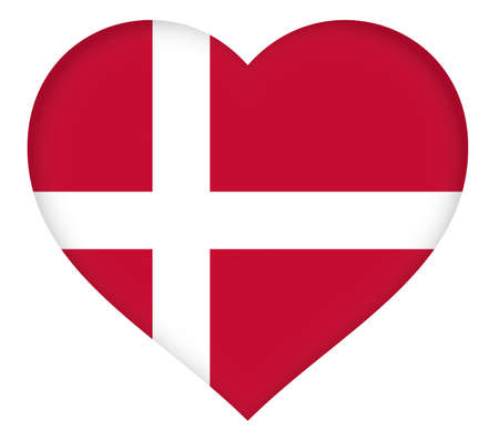 Illustration of the national flag of Denmark shaped like a heart.の写真素材