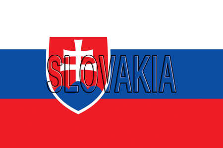 Illustration of the flag of Slovakia with the country written on the flagの写真素材
