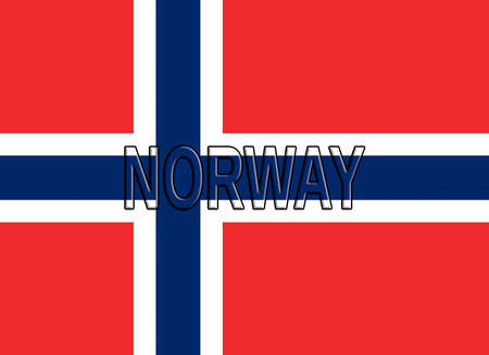 Illustration of the flag of Norway with the country written on the flag.の写真素材