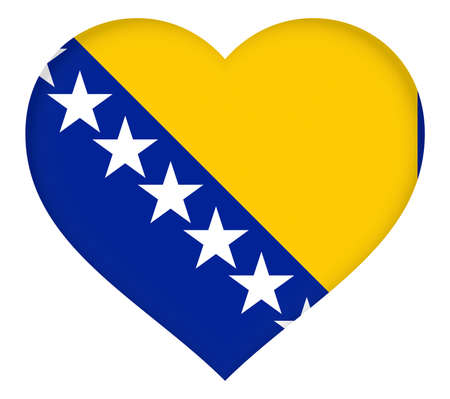 Illustration of the flag of Bosnia and Herzegovina shaped like a heartの写真素材
