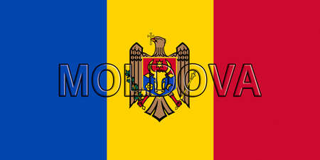Illustration of the flag of Moldova with the country written on the flagの写真素材