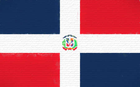 Illustration of the flag of the Dominican Republic looking like it is painted onto a wallの写真素材
