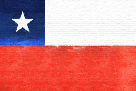 Illustration of the national flag of Chile looking like it has been painted onto a wall.の写真素材