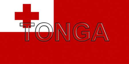 Illustration of the national flag of  Tonga with the country written on the flagの写真素材