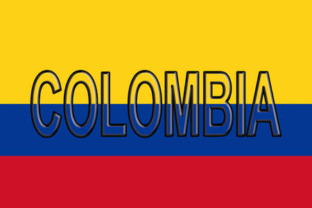 Illustration of the flag of Colombia  with the country written on the flagの写真素材