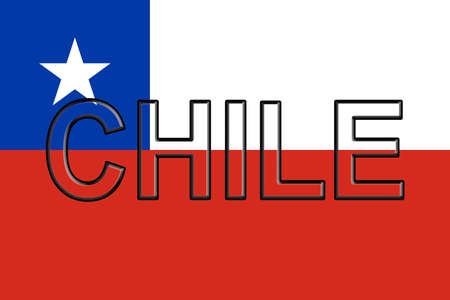 Illustration of the flag of Chile with the country written on the flagの写真素材