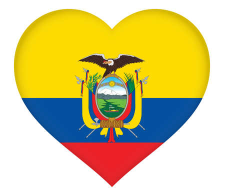 Illustration of the flag of Ecuador shaped like a heartの写真素材