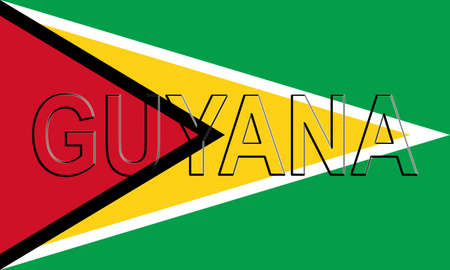 Illustration of the flag of Guyana with the country written on the flagの写真素材