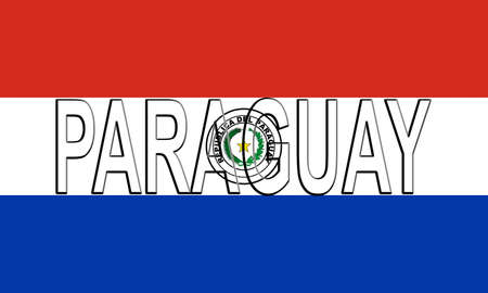 Illustration of the national flag of Paraguay with the country written on the flagの写真素材