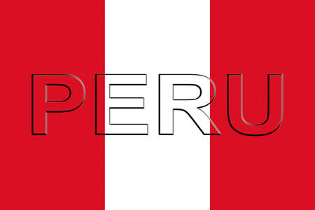 Illustration of the national flag of Peru with the country written on the flag.の写真素材