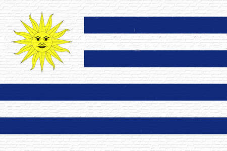 Illustration of the national flag of Uruguay looking like it is painted onto a wall.の写真素材