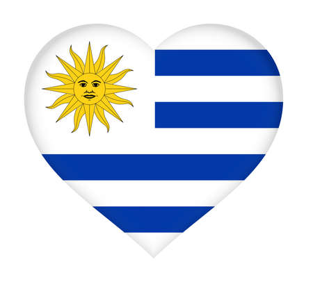 Illustration of the national flag of Uruguay shaped like a heart.の写真素材